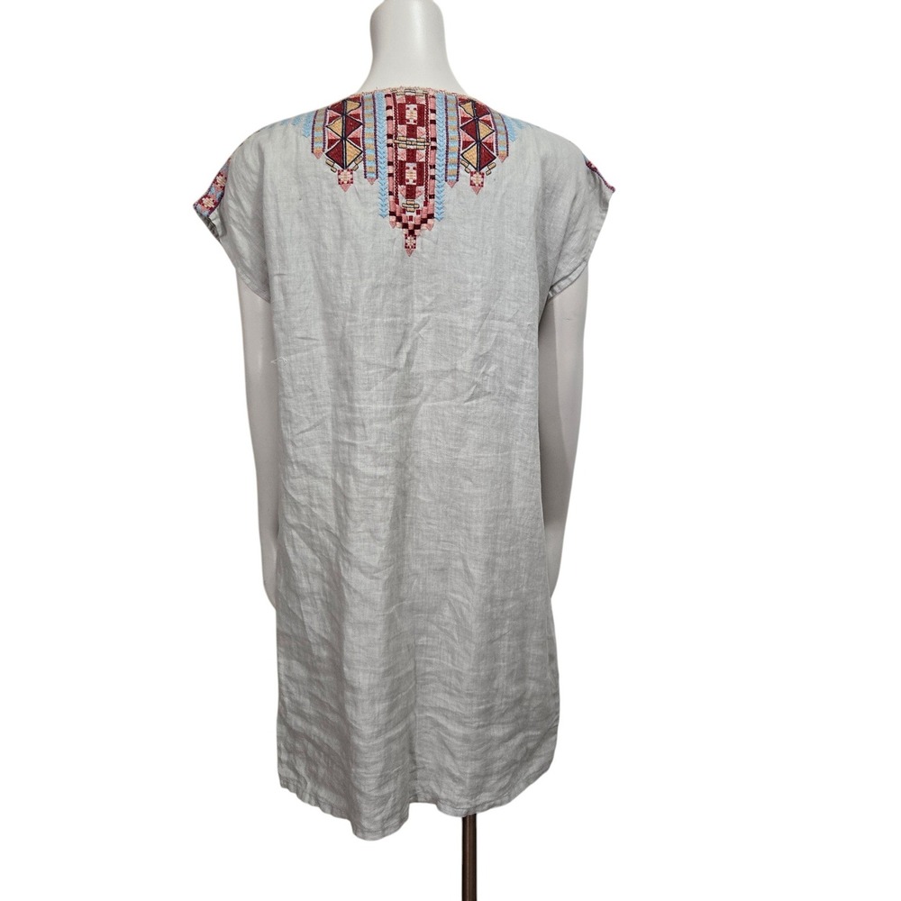 Johnny Was Linen Embroidered Shift Dress M J35419-3 Boho Festival Aztec Tribal - Picture 10 of 10